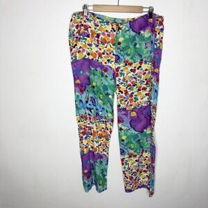Vintage Jams World Colorful Artsy Floral Lightweight Pants Women's Medium Rayon